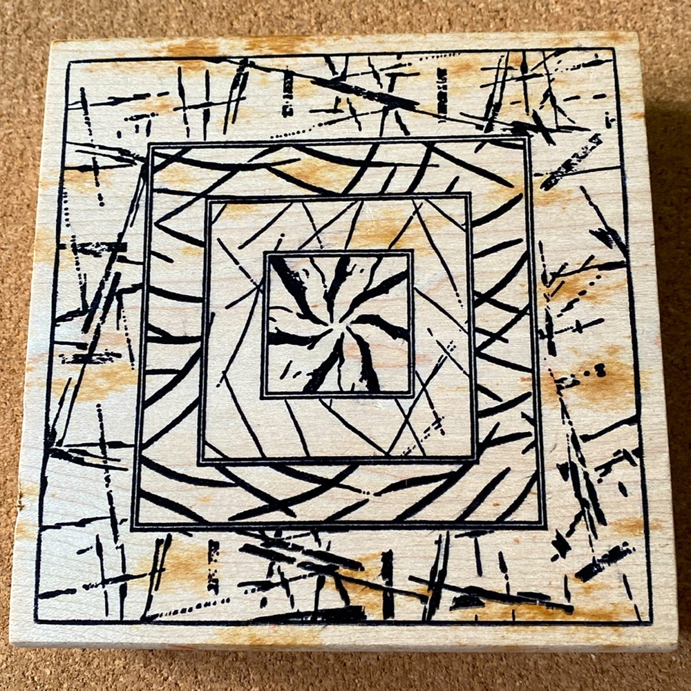 Magenta Rubber Stamp Square w/Abstract Design